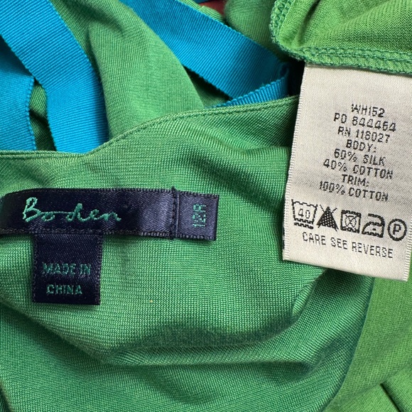 Boden  Green Sleeveless Silk Midi Dress - Picture 5 of 6